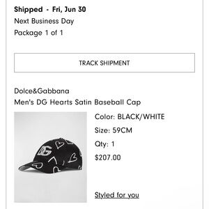Dolce & Gabbana Black and White Satin Baseball Cap